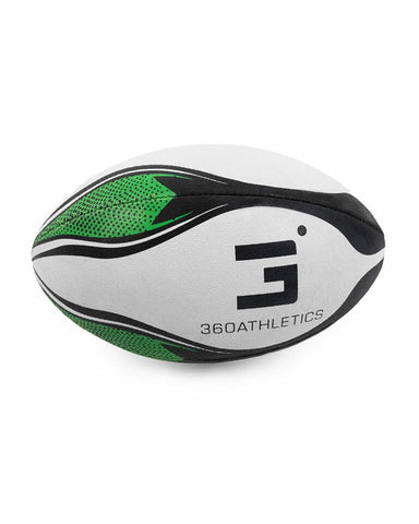 Ballon de rugby blanc, noir et vert