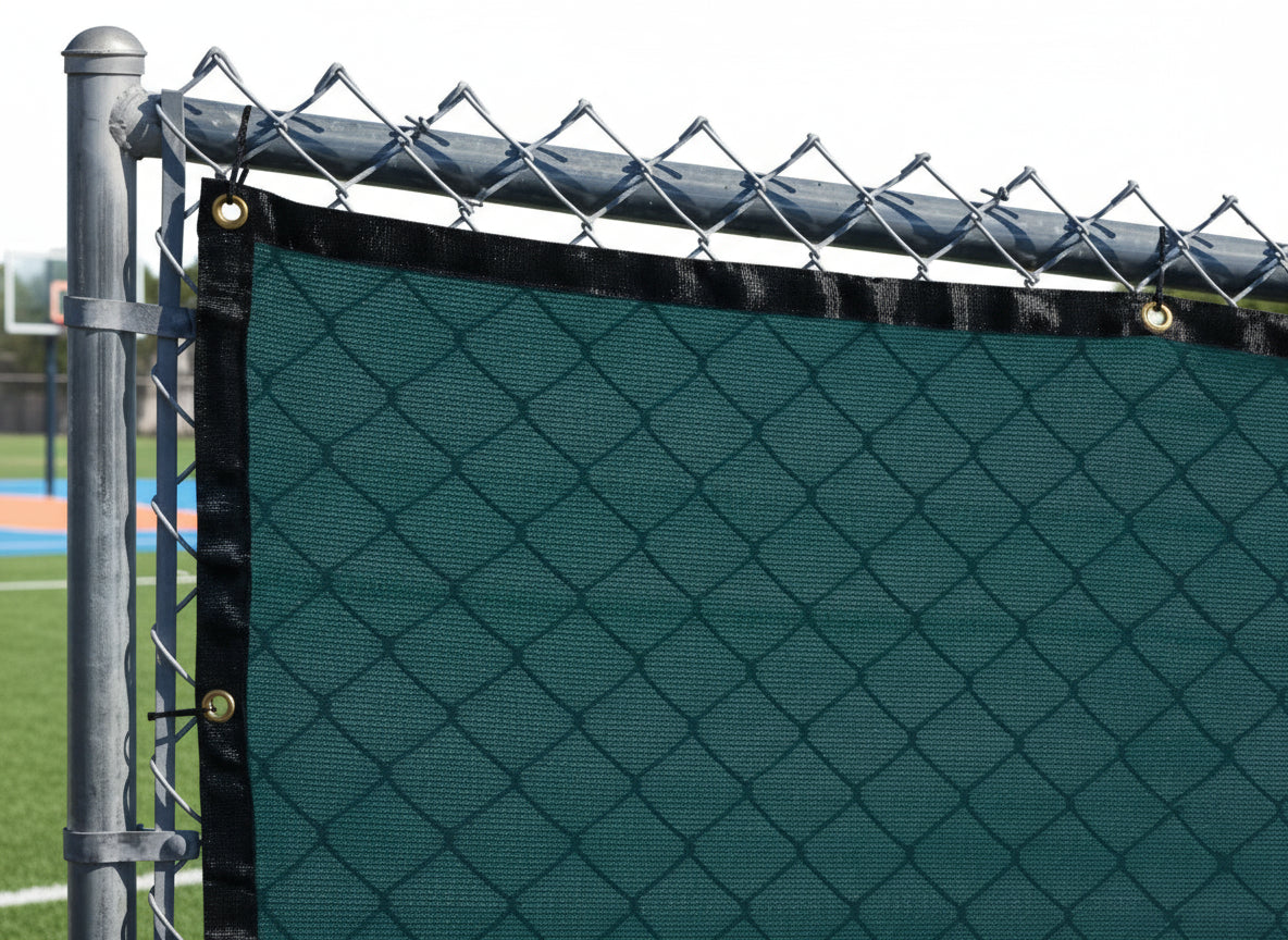 toile coupe vent sur cloture vert